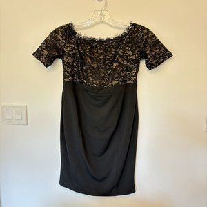 Kimi and Kai Maternity Morgan Lace Trim Body-con Dress Black Size Small